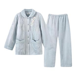 罗丝美女士睡衣秋冬加棉保暖家居服可外穿棉袄18282