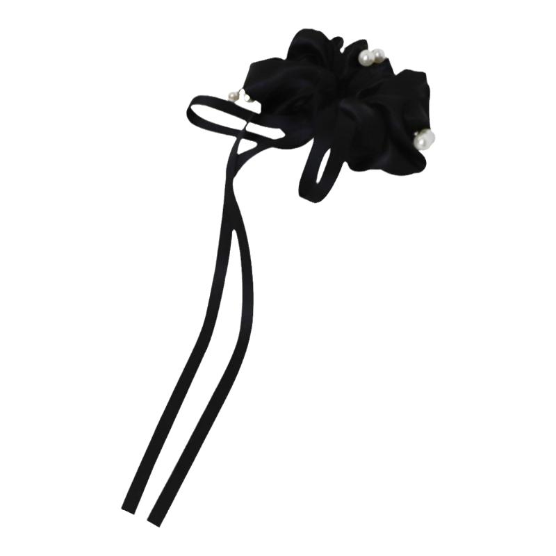 GUKUALI 法式珍珠流苏飘带大肠发圈高级百搭气质感头绳发带发饰女