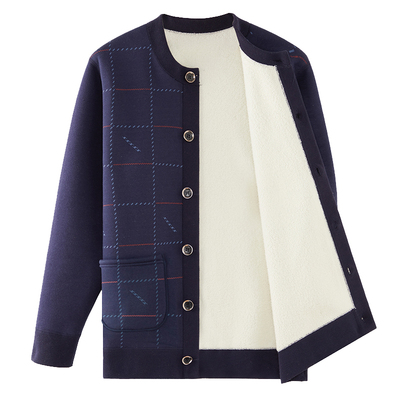 中老年人男士羊羔绒圆领保暖上衣