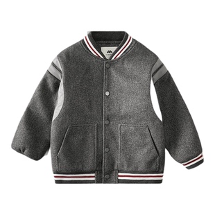男童夹棉棒球服外套2025秋冬装新款儿童男孩冬季加厚棉衣棉服