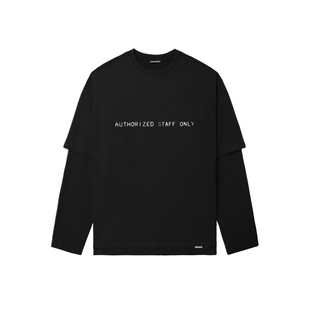 IT GROUNDZERO男装假两件长袖T恤新款随性街头叠层做旧宽松上衣