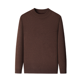 啄木鸟男士冬季毛衣加厚保暖款一体绒打底衫半高领纯色针织羊毛衫