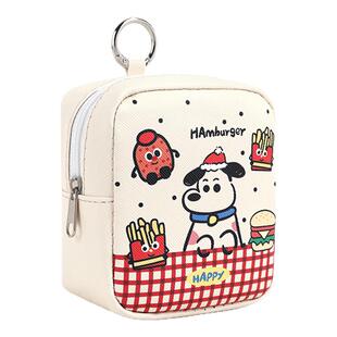 新款薯条小狗化妆包迷你口红收纳包可爱卡通学生多功能便携小挂包