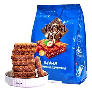 俄罗斯进口巧克力榛子夹心威化饼干KDV原装可可脂办公室小零食品