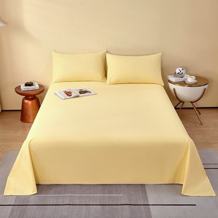 2025新款A类全棉加厚磨毛素色床单纯棉嫩黄色纯色厚实棉布黄被单