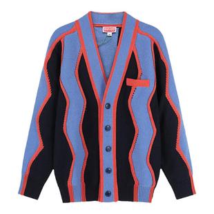 KENZO高田贤三 男士V领羊毛针织开衫毛衣外套 FD5 5CA353 3CK