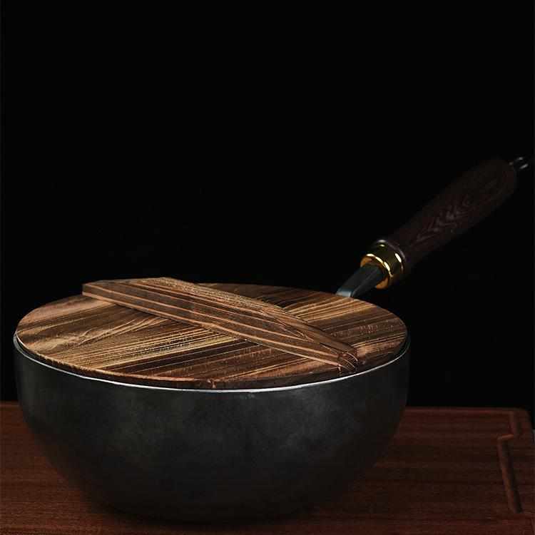 易厨匠章丘手工小铁锅无涂层炒锅锻打老式家用炒菜不易粘奶锅熟铁