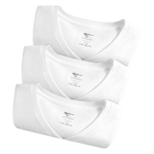 七匹狼白色v领短袖t恤男士纯棉打底汗衫薄款半袖体恤鸡心低领上衣