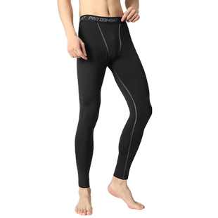 秋男款紧身打底裤加绒保暖薄绒男士高弹鲨鱼线裤运动男生冬季薄款