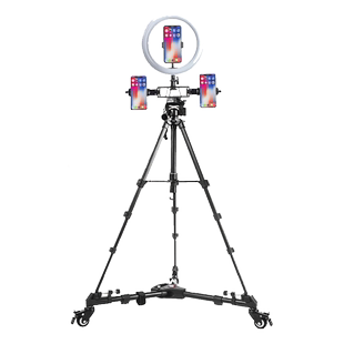 云腾668手机直播移动竖屏支架带滑轮落地多机位拍摄vlog视频神器旋转拍照相机补光灯通用单反微单三脚架专用