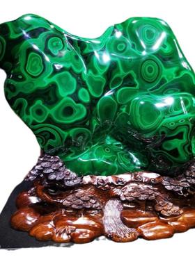 天然孔雀石原石办公桌面玄关摆件