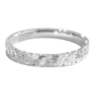 足银9999三面碎碎冰闭口情侣戒指纯银轻奢高级感情人节情侣对戒