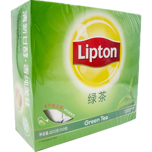 立顿绿茶100包 立顿黄牌精选绿茶200克泡茶包办公餐饮装