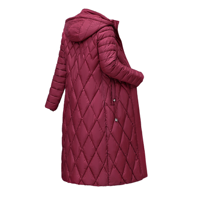 108CM修身双面走线长款棉服女