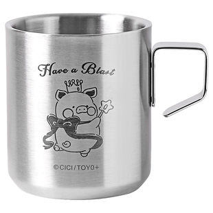 川岛屋&lulu猪联名 不锈钢杯子儿童水杯家用幼儿园防摔敞口马克杯