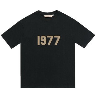 复线ESSENTIALS第八季夏美式高街宽松植绒1977数字圆领短袖T恤FOG