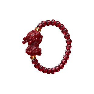 【普陀山官方】2026马年天然朱砂戒指招财貔貅本命年转运珠小尾戒