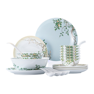 景德镇官方高温陶瓷釉中彩餐具套装中国色家用碗碟盘高档礼盒装