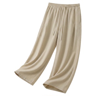 吕小虎ACTUP 夏季莱赛尔休闲裤男生轻薄透气亚麻长裤通勤宽松裤子