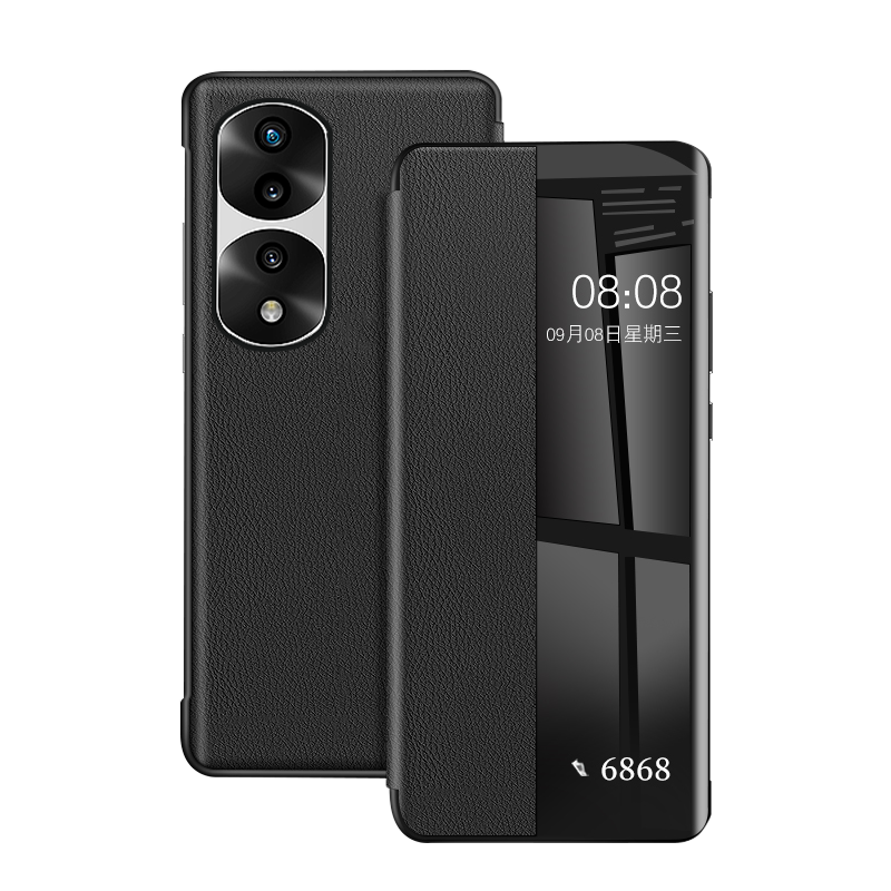 宝器适用于荣耀70手机壳翻盖式皮套华为荣耀70pro保护套新款honor60se超薄素皮荣耀80全包防摔男女por+外壳十