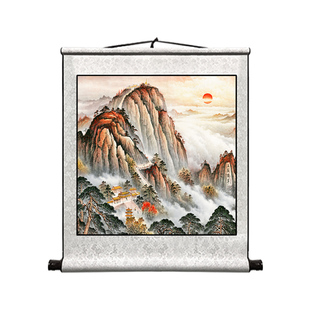 山水招财聚宝盆泰山日出东方挂画客厅风水装饰画玄关入户风景国画