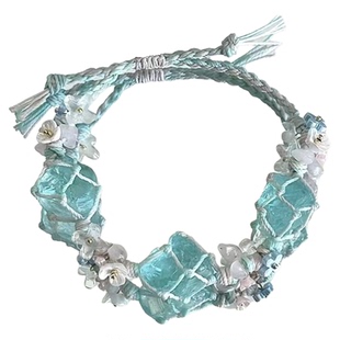 原创macrame合成水晶花环手绳合集纯手工编织网兜送闺蜜礼物手链