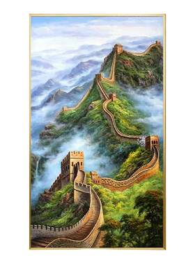 2026年新款钻石画玄关风景画满钻万里长城5d粘贴钻十字绣竖版过道