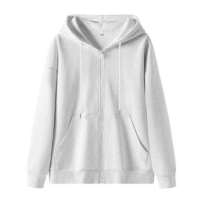 真维斯灰色连帽卫衣开衫女