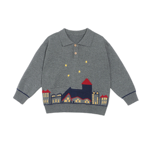 小O爸男婴童 宝宝毛衣POLO领冬季2026新款气质婴儿冬装套头毛衫