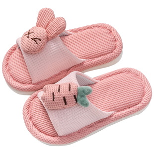 儿童拖鞋夏季男童室内防滑亚麻幼儿园小童宝宝女童居家布鞋亲子款