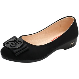 新款老北京布鞋女鞋春季休闲工作鞋平底时装鞋圆头跳舞妈妈鞋软底