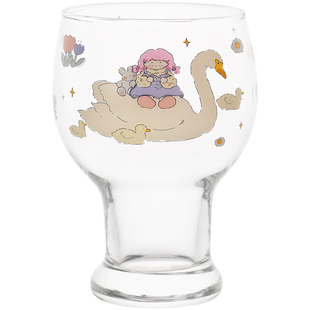 蓝莲花羡鸟文社玻璃杯子ins风水杯可爱家用喝水杯酒杯套装啤酒杯