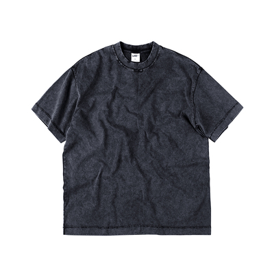 炒雪花做旧水洗重磅全棉短袖T