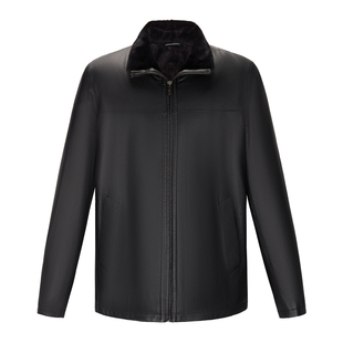 MENHARDUM/蔓哈顿冬装新品高端鹿皮革皮衣内里水貂毛皮尼克服上衣