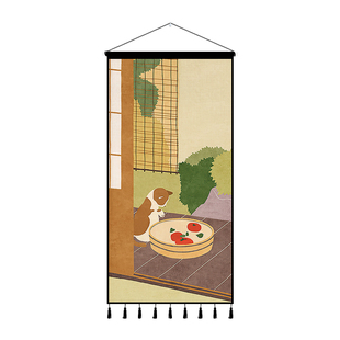 儿童房卡通猫咪布艺挂画小清新背景布ins挂布卧室客厅装饰画挂毯