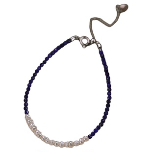 【盈月】天然淡水keshi珠手链女款 经典青金石时尚珍珠手串手饰