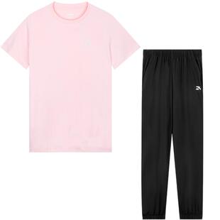 安踏童装女童夏季休闲服套装2026新款中大童冰丝短袖T恤防蚊裤女