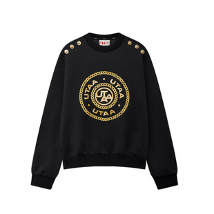 韩国高尔夫女装外套2025秋冬新款百搭休闲运动上衣女字标圆领卫衣