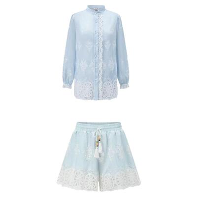 SOLSOL买手店 ODTD 25春夏新品 浪漫提花拼接度假感衬衫/短裤