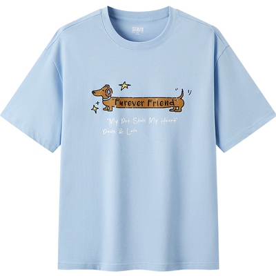 森马复古萌宠字母印花短袖T恤男