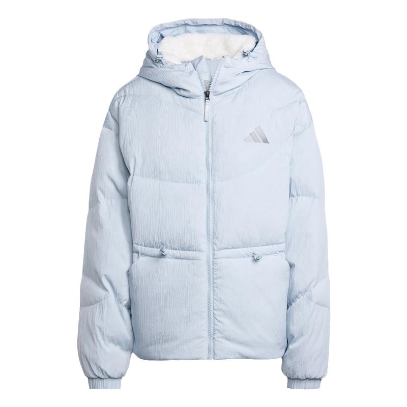 阿迪达斯女子2024冬季新款鸭绒保暖运动百搭简约连帽羽绒服JG5930