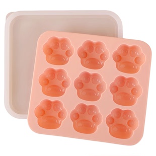 卡通猫爪食品级硅胶模具儿童辅食蒸糕冰块9格米糕宝宝馒头模可蒸