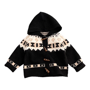 宝宝毛衣开衫时尚韩版洋气婴儿费尔岛连帽针织衫外套秋冬男宝外穿