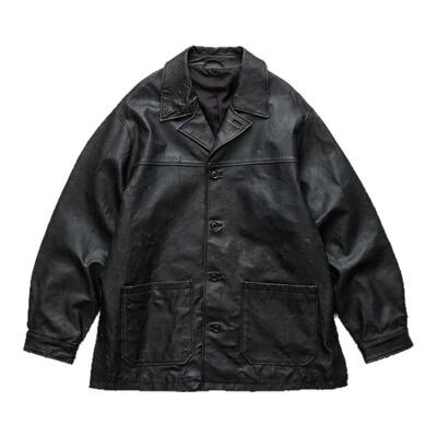 现货YOKE CRACKED GOAT LEATHER CAR COAT复古做旧山羊皮夹克25SS
