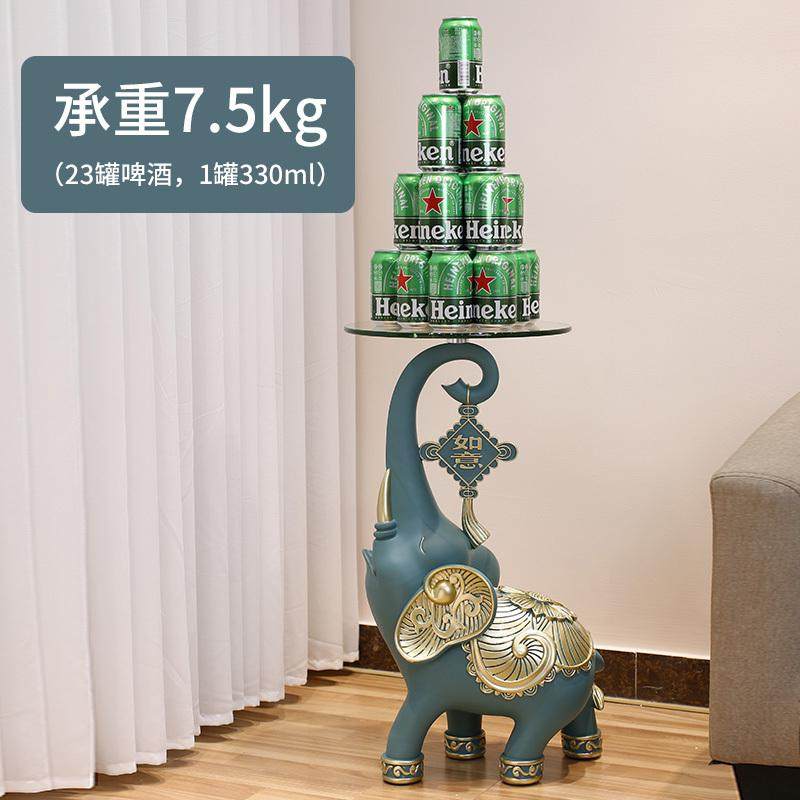 大象落地摆件客厅大型号装饰品移动茶几电视柜边几中式象托盘收纳