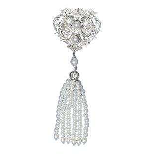 法式轻奢复古宫廷风凤仪万千凤凰珍珠宝石流苏胸针女个性服装配饰