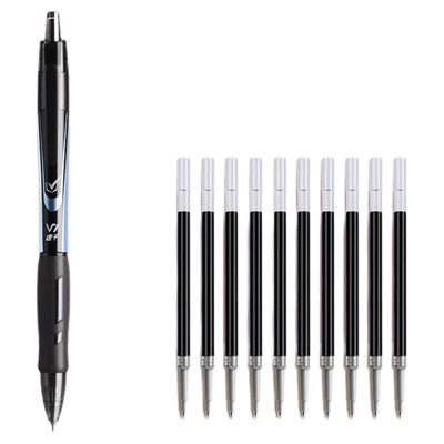 得力V1中性笔速干考试专用笔连中三元0.5mm按动笔碳黑水笔圆珠笔考研考公备考刷题事业编高考中考学生用st头