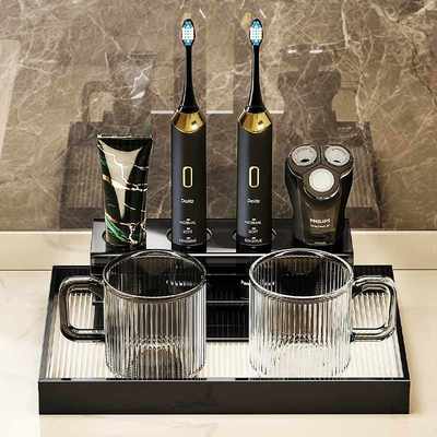 轻奢洗漱杯套装置物架台面浴室漱口杯卫生间收纳盒电动牙刷牙膏子