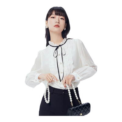 系带蕾丝花边小衫gcrues