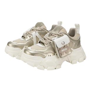 【城市机能】MIO米奥秋季圆头高跟时尚休闲鞋厚底老爹鞋女